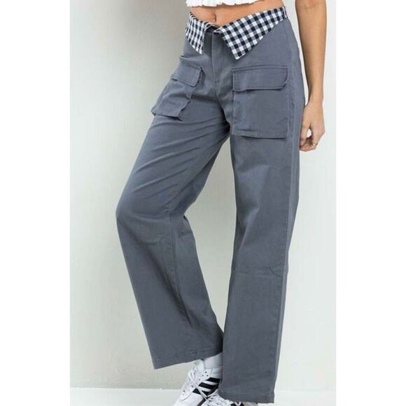 Twill Fold checker waist pants - Picture 2 of 8
